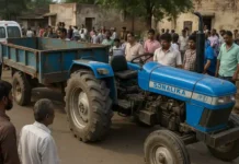 ट्रैक्टर-ट्रॉली हादसा —पति के सामने महिला कुचली, पड़ोसन भी घायल