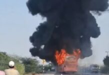 राजस्थान में बस हादसा: AC बस में लगी आग, 20 यात्री गंभीर रूप से झुलसे; कई लोग चलती गाड़ी से कूदे