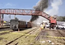 पंचकूला में ‘बर्निंग ट्रेन’ सीन पर मॉकड्रिल — आग बुझाने में दमकल और NDRF की संयुक्त कार्रवाई, सुरक्षा व्यवस्था का किया परीक्षण