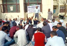 बिजली कर्मचारियों ने सरकार के खिलाफ की नारेबाजी Safidon protest