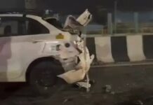 द्वारका एक्सप्रेसवे पर दो टैक्सियों की भिड़ंत, दोनों चालक घायल Dwarka Expressway