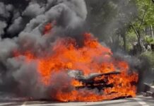 चलती लग्जरी कार बनी आग का गोला, धमाकों से दहला इलाका Chandigarh BMW fire