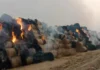 पराली के बड़े स्टॉक में भीषण आग, लाखों का नुकसान होने का दावा Crop Residue Fire