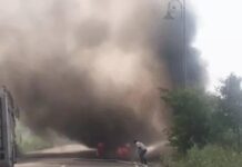 हाईवे पर दर्दनाक हादसा, आग की लपटों में फंसा चालक नहीं बच सका Hisar Accident