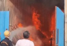 रेवाड़ी में प्लाइवुड गोदाम में लगी भीषण आग: बाहर सो रहे थे 5 मजदूर, फायर ब्रिगेड की 10 गाड़ियों ने पाया काबू Rewari News