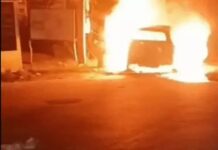 फरीदाबाद में खंभे से टकराई कार, धू-धूकर जली; बाइक सवार ने ड्राइवर को बाहर निकाला Faridabad News