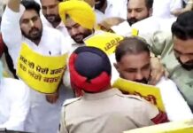 मोहाली में GMADA दफ्तर पर ED कार्रवाई के खिलाफ AAP का प्रदर्शन, पुडा भवन के बाहर धक्कामुक्की GMADA ED Raid