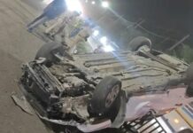 करनाल हाईवे पर रेलिंग पर चढ़कर पलटी क्रेटा, कार सवार दो लोग घायल Karnal news