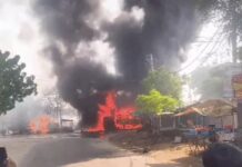 भिवानी में केमिकल टैंकर में भीषण आग, नाले में रिसाव के बाद फैली लपटें; रेहड़ी-खोखे भी चपेट में आए Bhiwani Chemical Tanker Fire